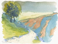 Aquarelle chemin de montagne