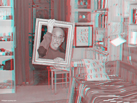 Photo 3D truque en anaglyphe cadre flottant